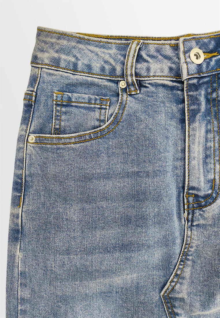 Women Midi Denim Skirt - Blue - 510185