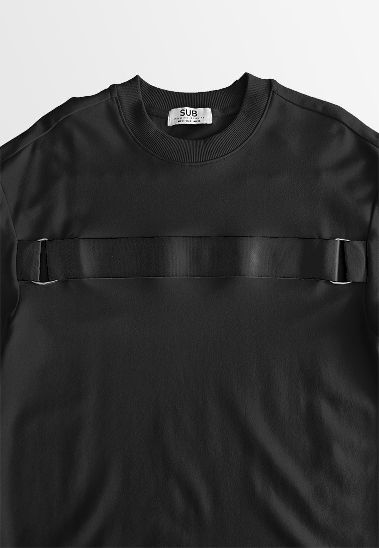 Men Oversized T-Shirt Short Sleeve - Black - 410169