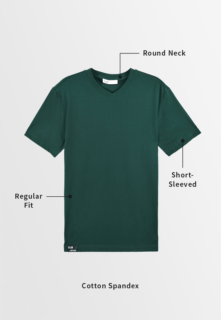 Men Short-Sleeve V-Neck Basic Tee - Dark Green - 310025
