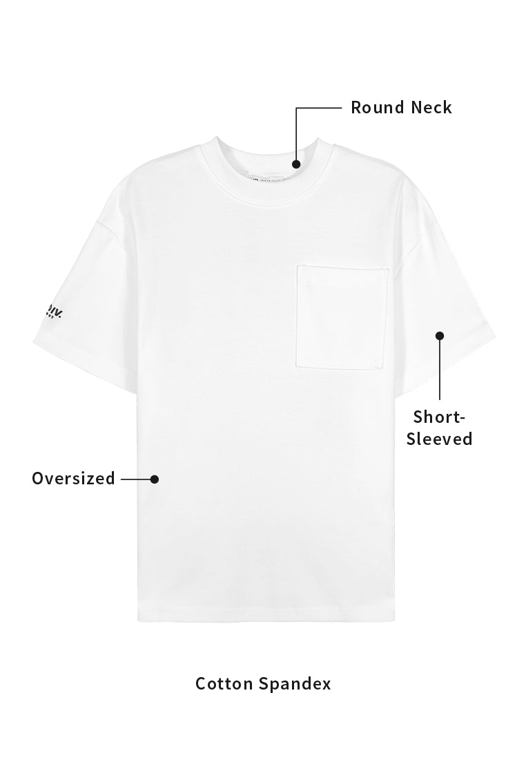 Men Oversized T-Shirt Short Sleeve - White - 310192