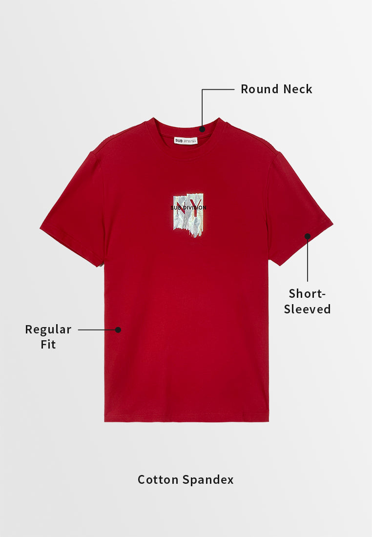 Men Short-Sleeve Graphic Tee - Red - 410027