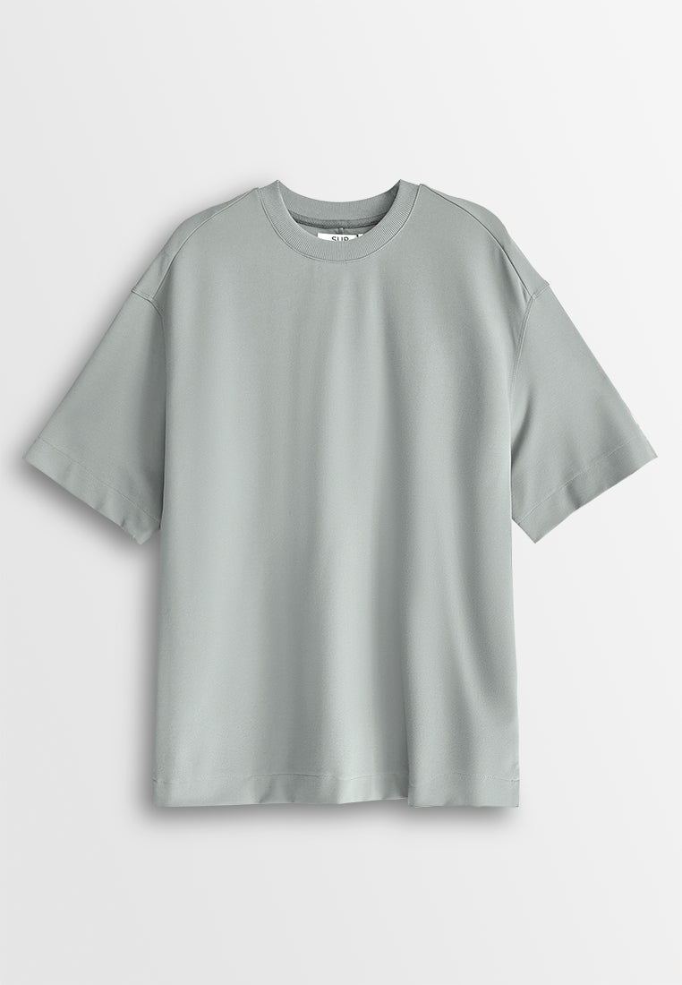 Men Oversized T-Shirt Short Sleeve - Light Grey - 610003
