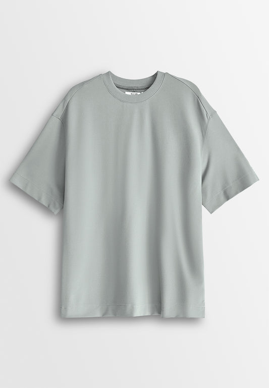 Men Oversized T-Shirt Short Sleeve - Light Grey - 610003