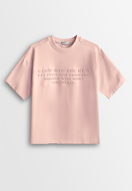 Men Oversized T-Shirt Short Sleeve - Pink - 510367