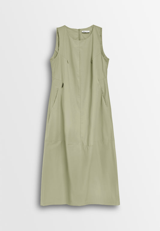 Women Sleeveless Long Dress - Khaki - 610436