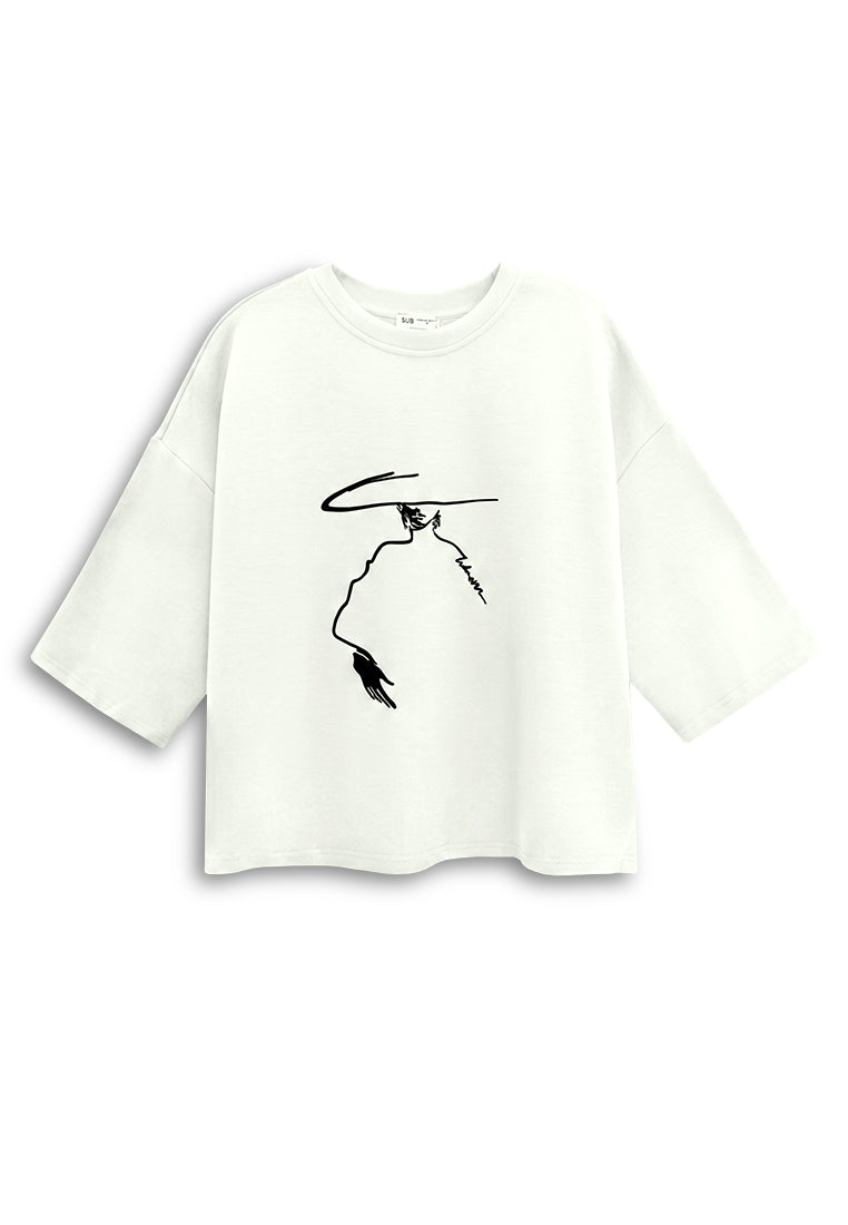 Women Oversized Fashion Tee - White - 610328