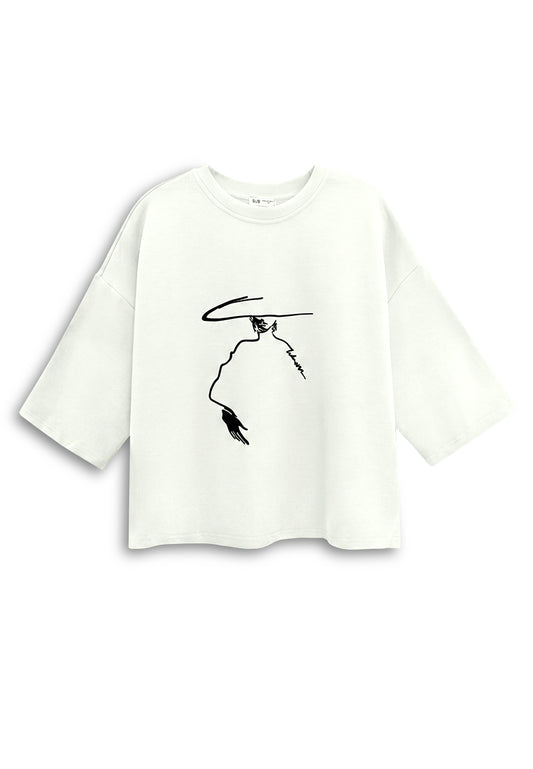 Women Oversized Fashion Tee - White - 610328