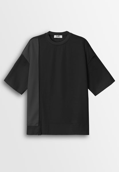 Men Oversized T-Shirt Short Sleeve - Black - 410251