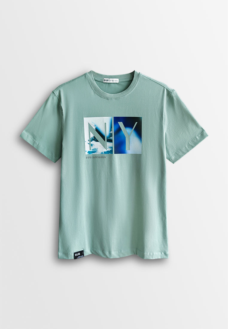 Men Short-Sleeve Graphic Tee - Light Green - 510161