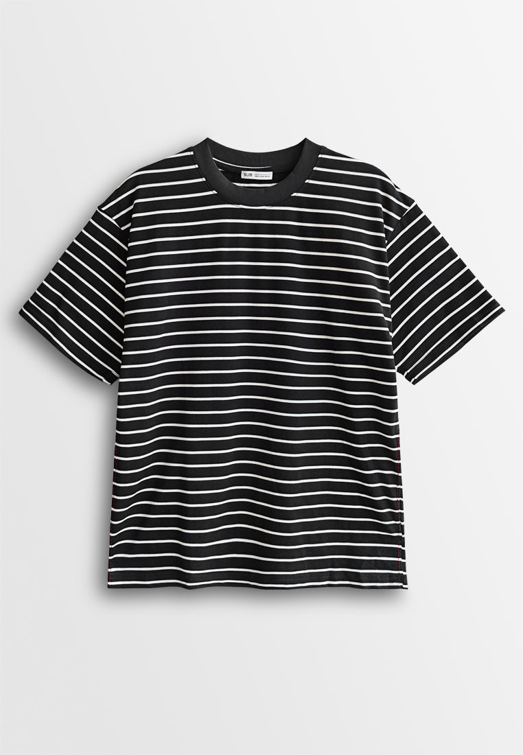 Men Oversized T-Shirt Short Sleeve - Black - 610349