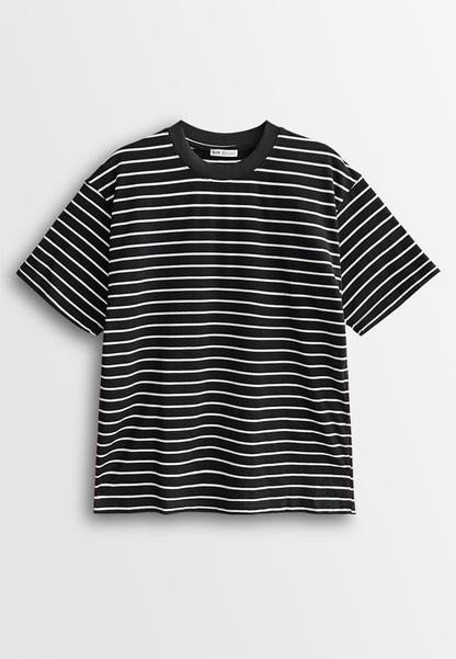 Men Oversized T-Shirt Short Sleeve - Black - 610349