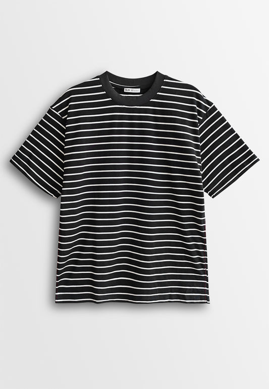 Men Oversized T-Shirt Short Sleeve - Black - 610349