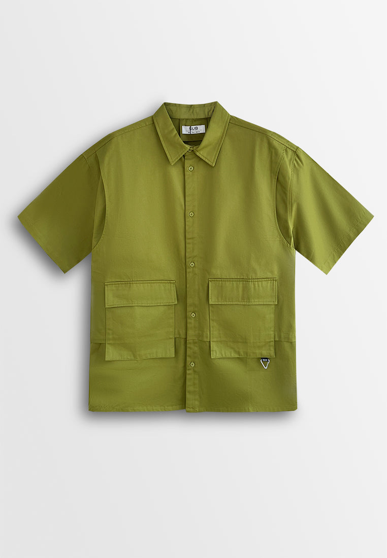 Men Oversized Short-Sleeve Shirt - Yellow - 510249
