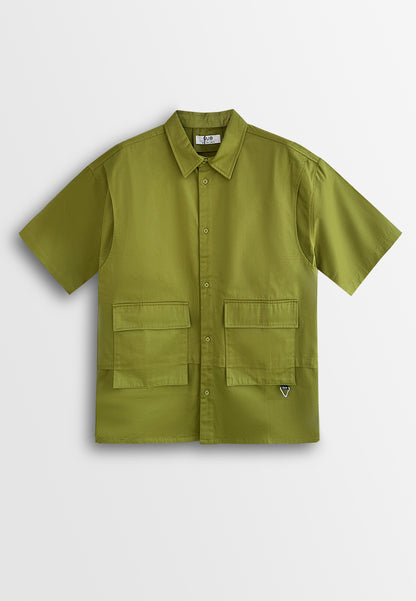 Men Oversized Short-Sleeve Shirt - Yellow - 510249