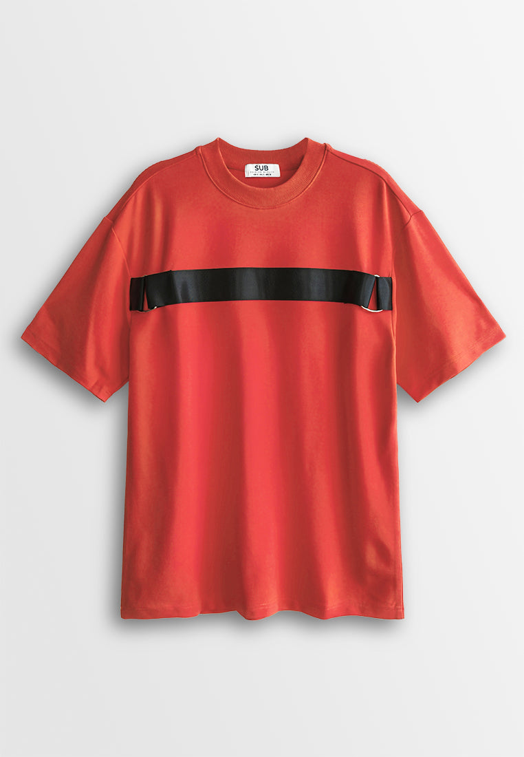 Men Oversized T-Shirt Short Sleeve - Orange - 410170