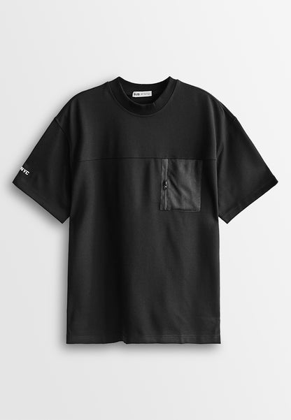 Men Oversized T-Shirt Short Sleeve - Black - 510165