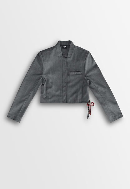 Women Cropped Jacket - Dark Grey - 510243