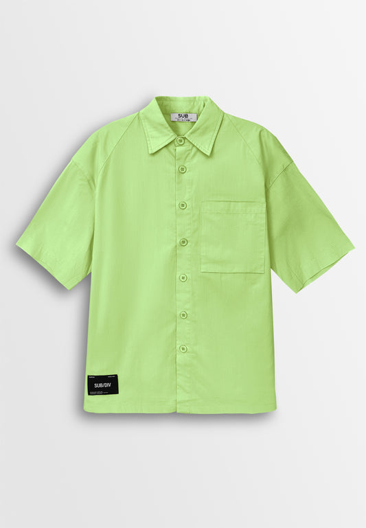 Men Oversized Short-Sleeve Shirt - Green - 410253