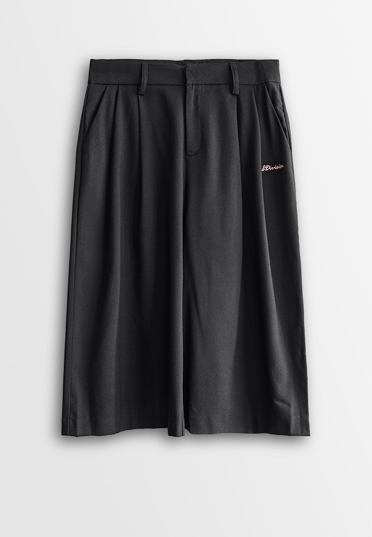 Women Woven Cropped Culotte Pants - Black - 510041