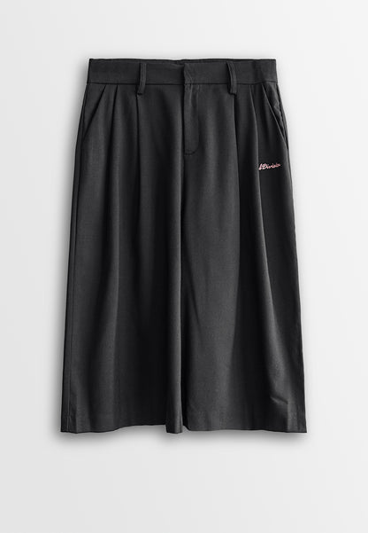 Women Woven Cropped Culotte Pants - Black - 510041