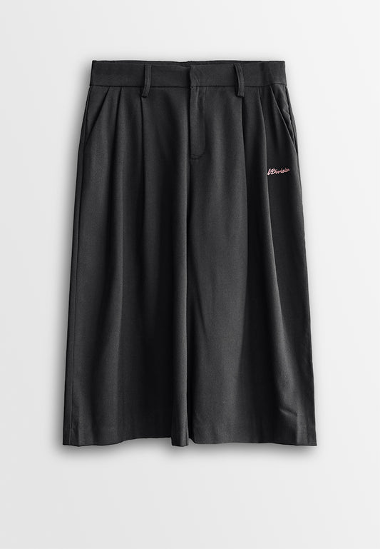 Women Woven Cropped Culotte Pants - Black - 510041