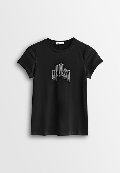 Women Short-Sleeve Graphic Tee - Black - 610221