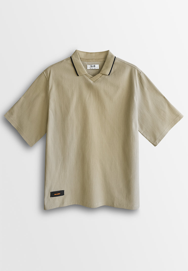 Men Short-Sleeve Oversized Polo Tee - Khaki - 510231