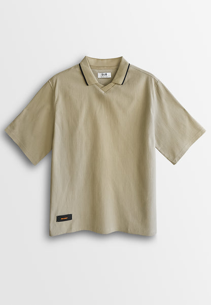 Men Short-Sleeve Oversized Polo Tee - Khaki - 510231