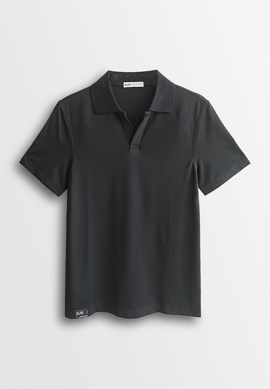 Men Short-Sleeve Plain Polo Tee - Black - 510086