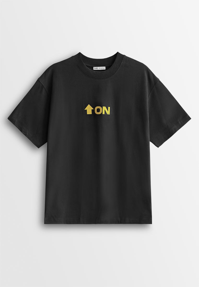 Men Oversized T-Shirt Short Sleeve - Black - 610344