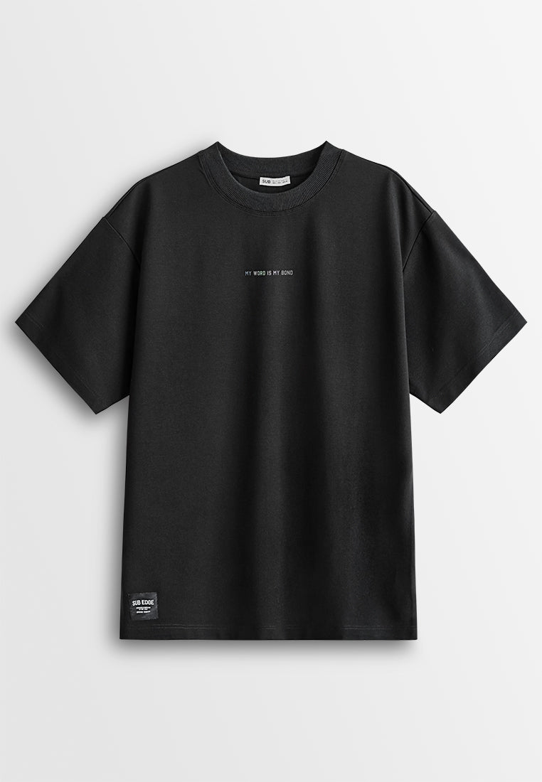 Men Oversized T-Shirt Short Sleeve - Black - 610399