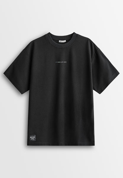 Men Oversized T-Shirt Short Sleeve - Black - 610399
