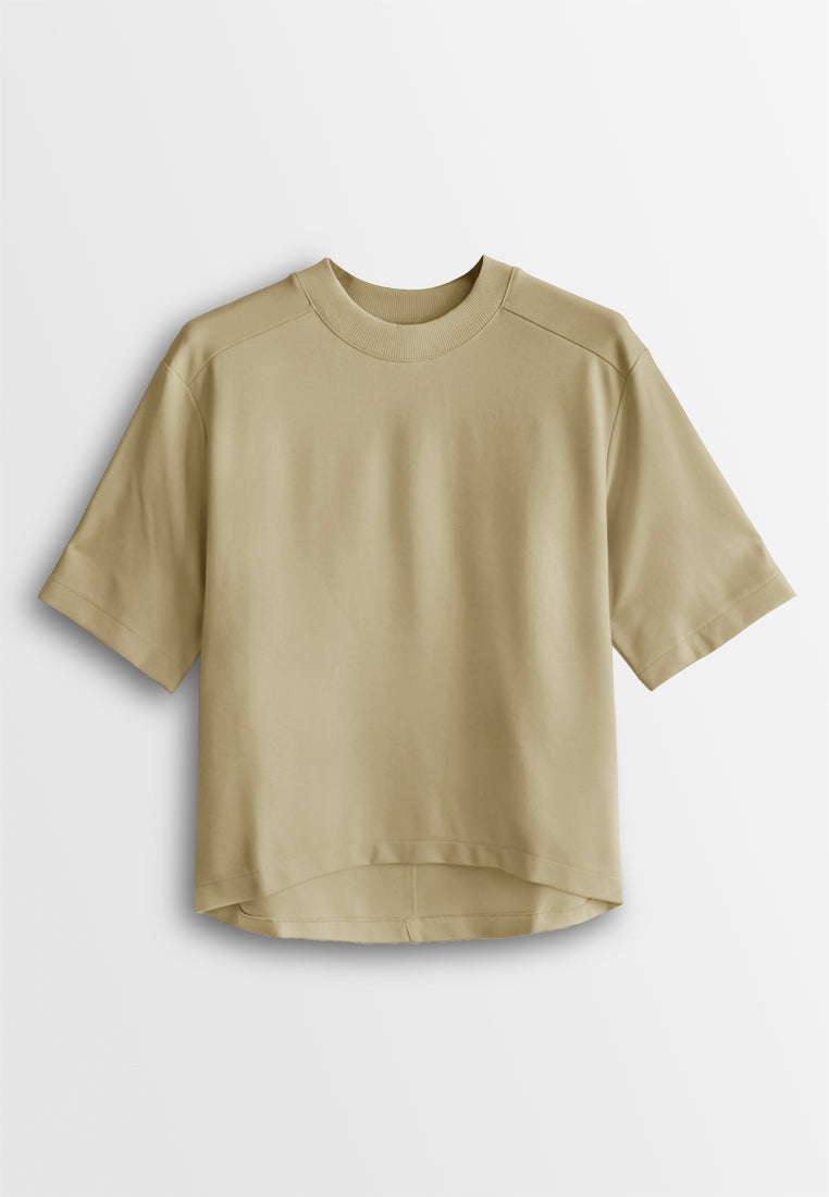 Women Short-Sleeve Fashion Tee - Khaki - 510271