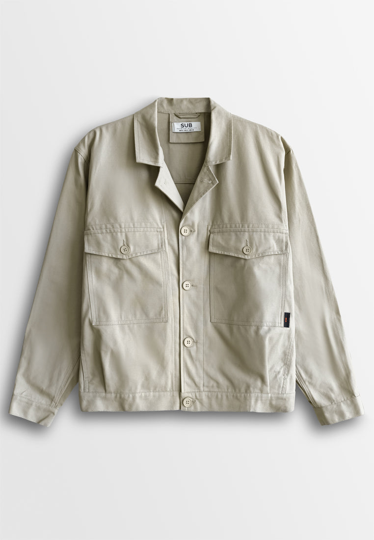 Men Oversized Bomber Jacket - Khaki - 510237