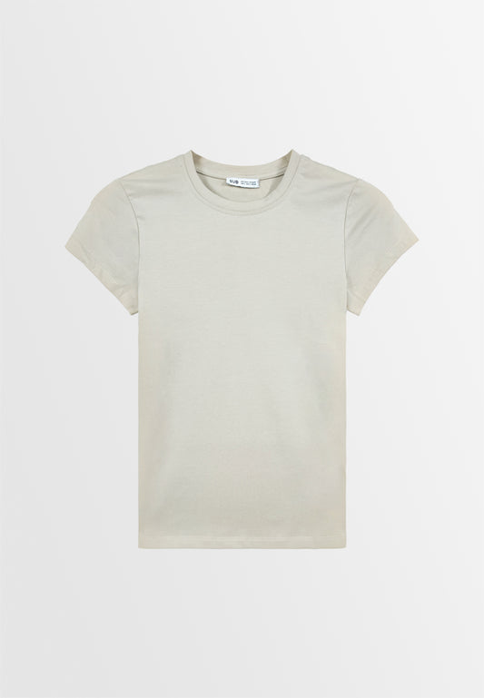 Women Short-Sleeve Basic Tee - Khaki - F3W849