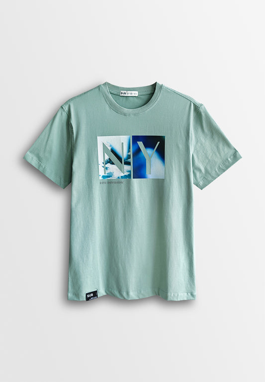 Men Short-Sleeve Graphic Tee - Light Green - 510161