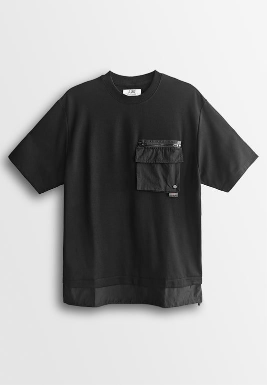 Men Oversized T-Shirt Short Sleeve - Black - 510230