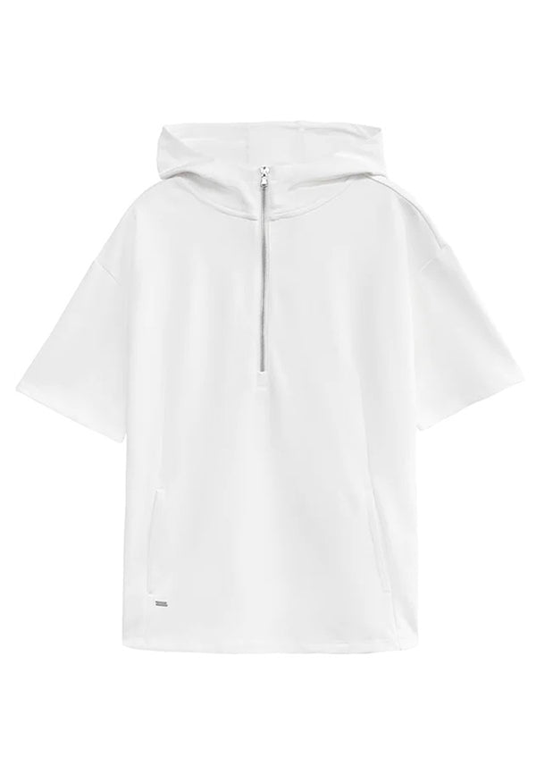 Men Short-Sleeve Sweatshirt Hoodie - White - H2M638