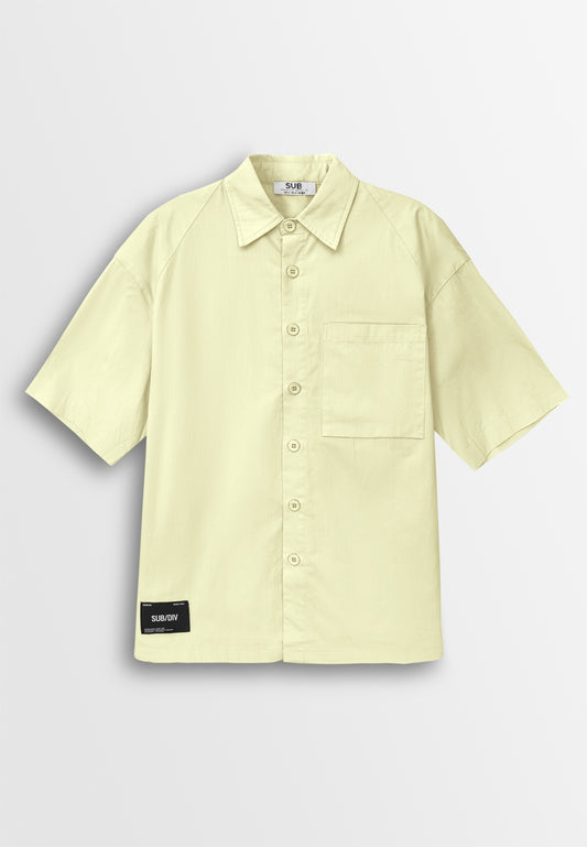 Men Oversized Short-Sleeve Shirt - Beige - 410252