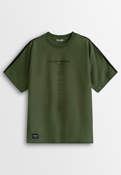 Men Oversized T-Shirt Short Sleeve - Army Green - 610359