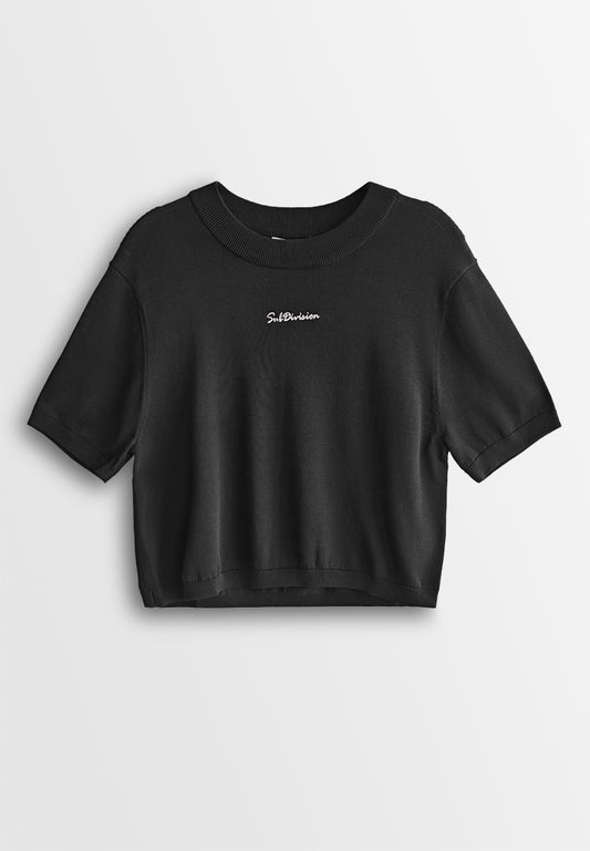 Women Short-Sleeve Knit Top - Black - 510042