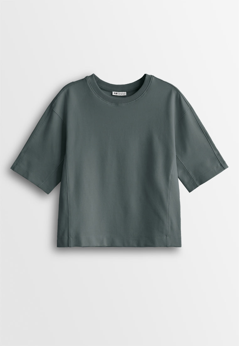 Women Short-Sleeve Fashion Tee - Dark Grey - 510247