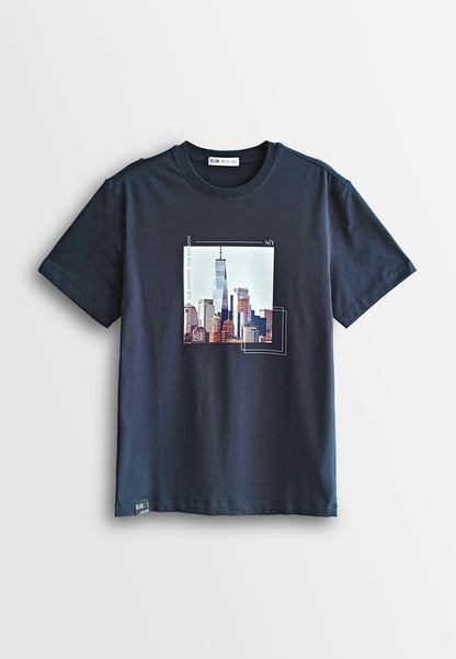 Men Short-Sleeve Graphic Tee - Navy - 510159