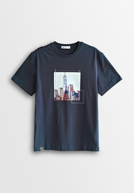 Men Short-Sleeve Graphic Tee - Navy - 510159