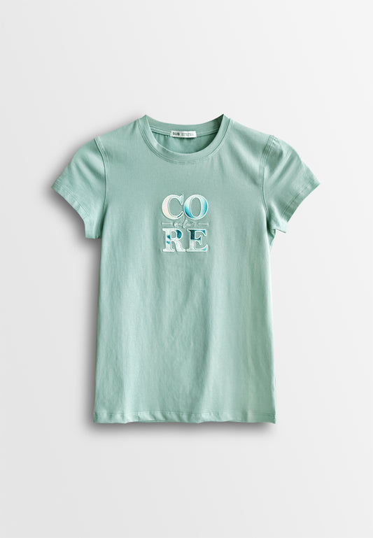 Women Short-Sleeve Graphic Tee - Light Green - 510170