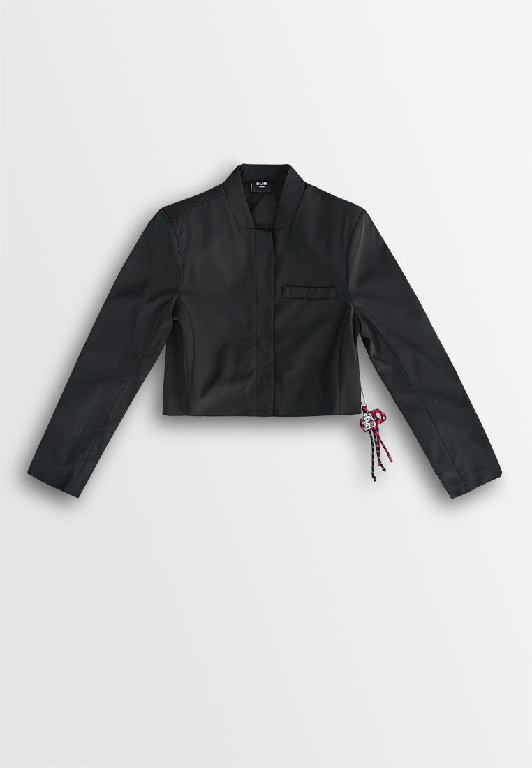 Women Cropped Jacket - Black - 510242