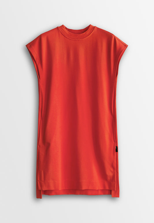 Women Sleeveless Midi Dress - Orange - 610005