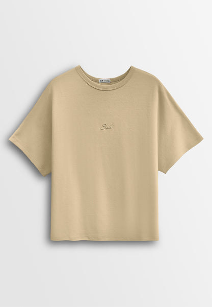 Women Short-Sleeve Fashion Tee - Khaki - 610255