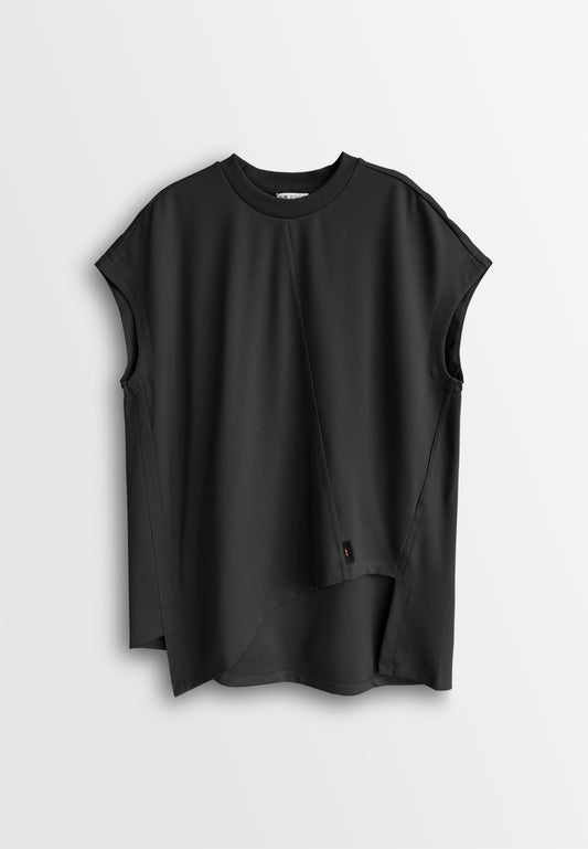 Women Sleeveless Oversized Fashion Tee - Black - 510150