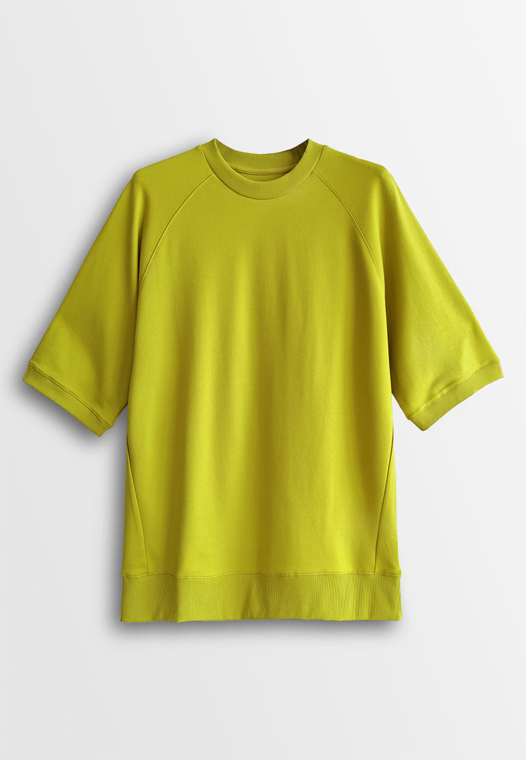Men Oversized T-Shirt Short Sleeve - Dark Yellow - 510315